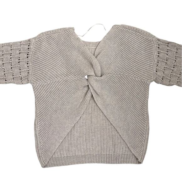 Express Off Shoulder Tan Twist Back Sweater Size Women's Small - Picture 2 of 3